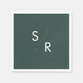 Serviette En Papier Boho Chic Emerald Green Monogrammes serviettes (Devant)