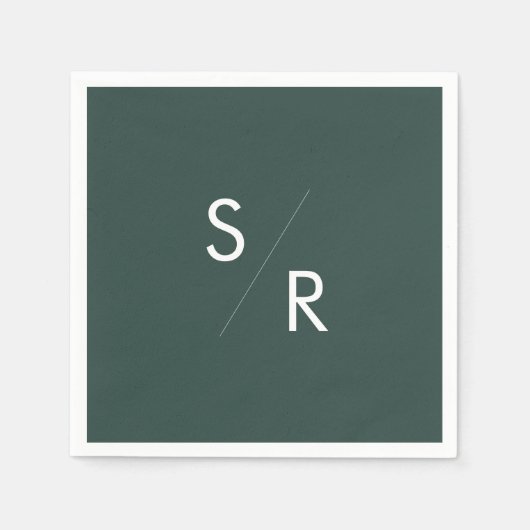 Serviette En Papier Boho Chic Emerald Green Monogrammes serviettes (Devant)