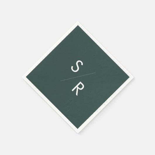 Serviette En Papier Boho Chic Emerald Green Monogrammes serviettes (Coin)