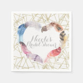 Serviette En Papier Boho Chic Feather Heart Bohemian Glam Party (Devant)