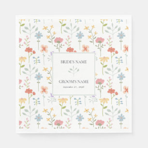 Serviette En Papier Boho Chic Fleur sauvage Moderne Floral Mariage