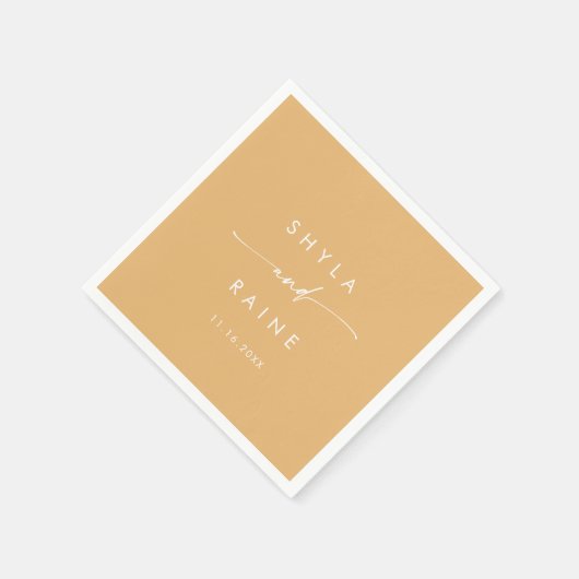 Serviette En Papier Boho Chic jaune Marigold Mariage Monogram (Coin)