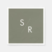 Serviette En Papier Boho Chic Olive Green Monogrammes serviettes (Devant)