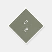 Serviette En Papier Boho Chic Olive Green Monogrammes serviettes (Coin)