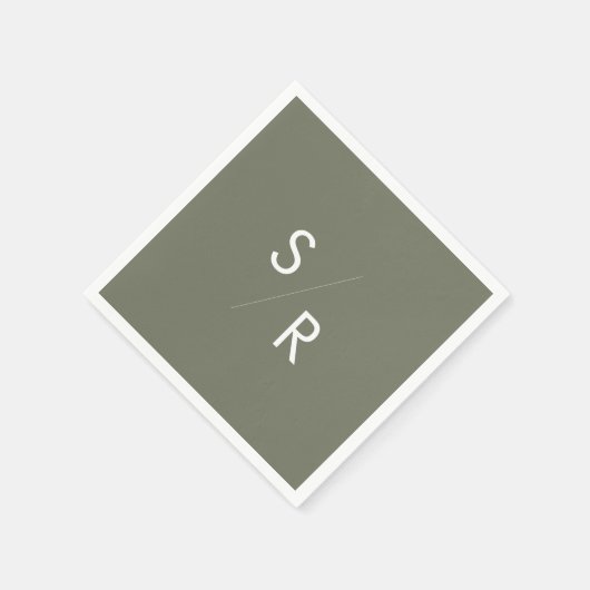 Serviette En Papier Boho Chic Olive Green Monogrammes serviettes (Coin)