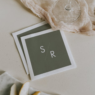 Serviette En Papier Boho Chic Olive Green Monogrammes serviettes