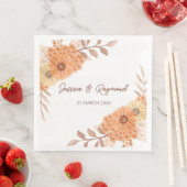 Serviette En Papier Boho Chic Orange Floral Mariage (En situation)