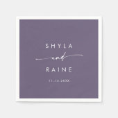Serviette En Papier Boho Chic Plum violet Monogram Mariage serviettes (Devant)