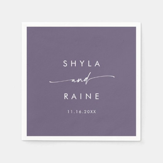 Serviette En Papier Boho Chic Plum violet Monogram Mariage serviettes (Devant)