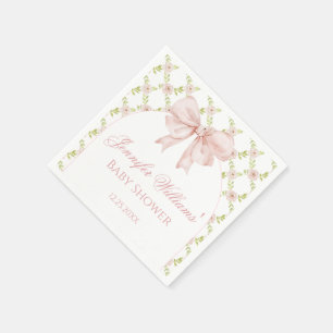 Serviette En Papier Boho Chic Rose Ruban Floral Printemps Fille Baby S