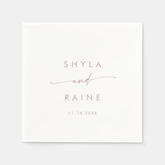 Serviette En Papier Boho Chic rose vierge Monogramme Mariage Napkins (Devant)