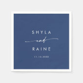 Serviette En Papier Boho Chic Royal Bleu Monogramme Mariage Napkins (Devant)