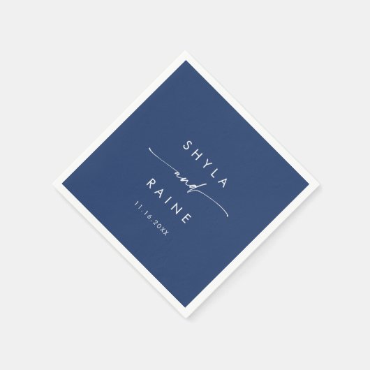 Serviette En Papier Boho Chic Royal Bleu Monogramme Mariage Napkins (Coin)