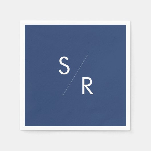 Serviette En Papier Boho Chic Royal Blue Monogrammes serviettes (Devant)