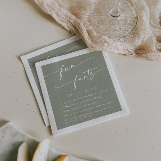 Serviette En Papier Boho Chic Sage Vert Mariage Fun Fact Naples