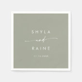 Serviette En Papier Boho Chic Sage Vert Monogramme Mariage Napkins (Devant)