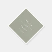 Serviette En Papier Boho Chic Sage Vert Monogramme Mariage Napkins (Coin)