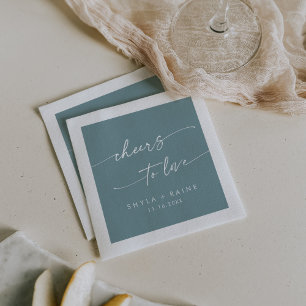 Serviette En Papier Boho Chic Seafoam Turquoise Cheers to Love Mariage