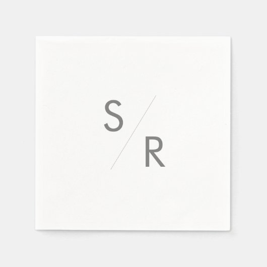 Serviette En Papier Boho Chic Silver Gris Monogrammes serviettes (Devant)