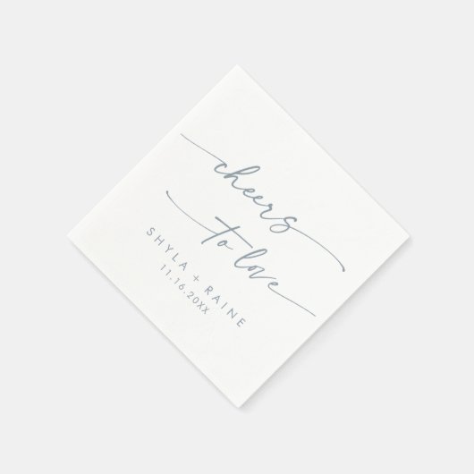 Serviette En Papier Boho Chic Slate Blue Cheers to Love Mariage (Coin)