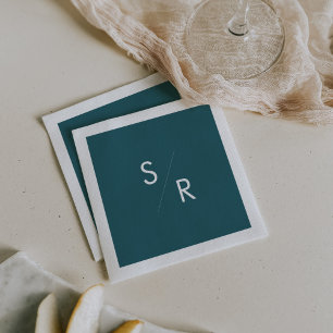 Serviette En Papier Boho Chic Turquoise Bleu Monogrammes serviettes