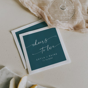 Serviette En Papier Boho Chic Turquoise Blue Cheers to Love Mariage