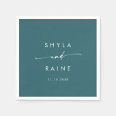 Serviette En Papier Boho Chic Turquoise Monogramme Mariage Napkins (Devant)