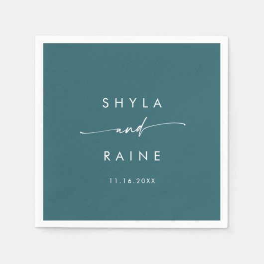 Serviette En Papier Boho Chic Turquoise Monogramme Mariage Napkins (Devant)