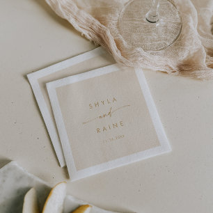 Serviette En Papier Boho Chic Vintage or Monogramme Mariage Napkins