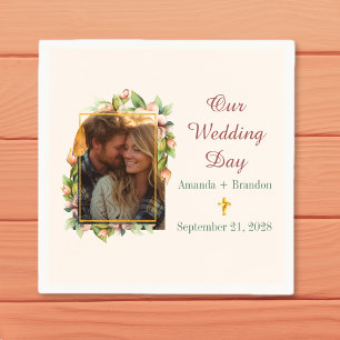 Serviette En Papier Boho Christian Cross Floral Arch Mariage photo