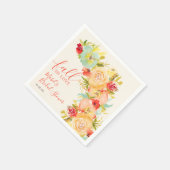 Serviette En Papier Boho Chute amoureuse aquarelle fleurie douche nupt (Coin)