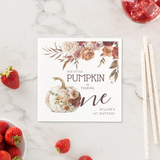Serviette En Papier Boho Citrouille Autumn Bloom 1er anniversaire (En situation)
