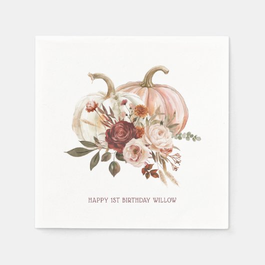 Serviette En Papier Boho Citrouille Autumn Bloom Anniversaire (Devant)