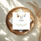 Serviette En Papier Boho Clothesline Girl bleu blanc et vert