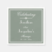 Serviette En Papier Boho Cool Sage Vert Rustique Chic Mariage de papie (Devant)