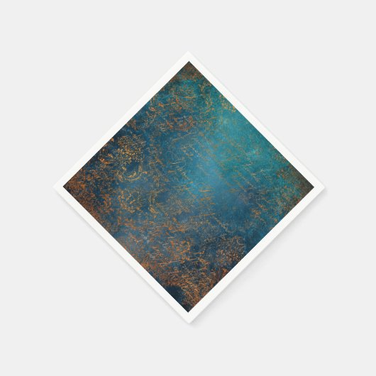 Serviette En Papier Boho Copper Blue Script Grunge (Coin)