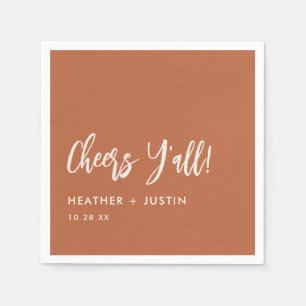 Serviette En Papier Boho Country Cheers Y'all Texas Mariage Napkins