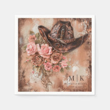 Boho Cowgirl Western Florals Mariage Napkins