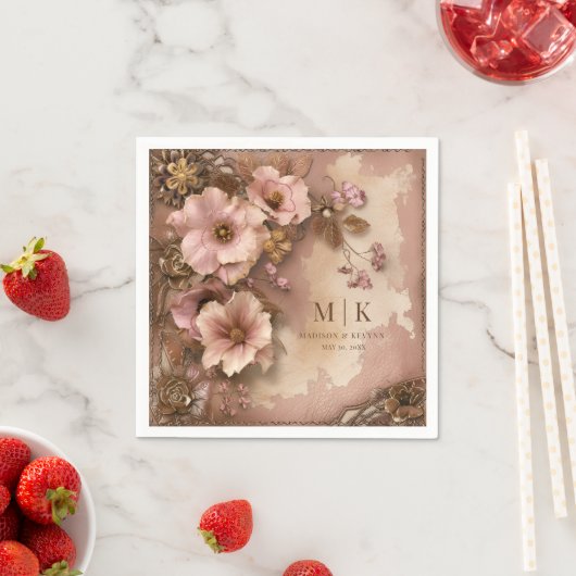 Serviette En Papier Boho Cowgirl Western Florals Mariage Napkins (En situation)