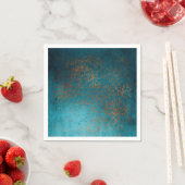 Serviette En Papier Boho Cuivre bleu Damask Grunge (En situation)