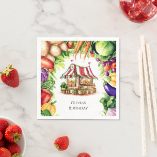 Serviette En Papier Boho Cultivé Localement Le Marché Agricole Anniver