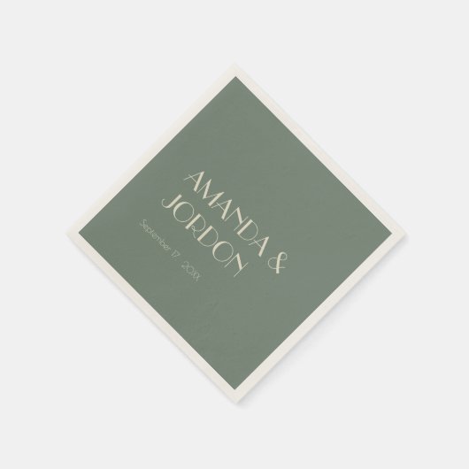 Serviette En Papier Boho Deco d'automne | Cocktail Mariage Sage Green (Coin)