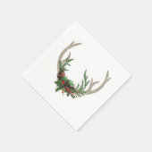 Serviette En Papier Boho Deer Antlers | Floral de Noël rouge rustique (Coin)