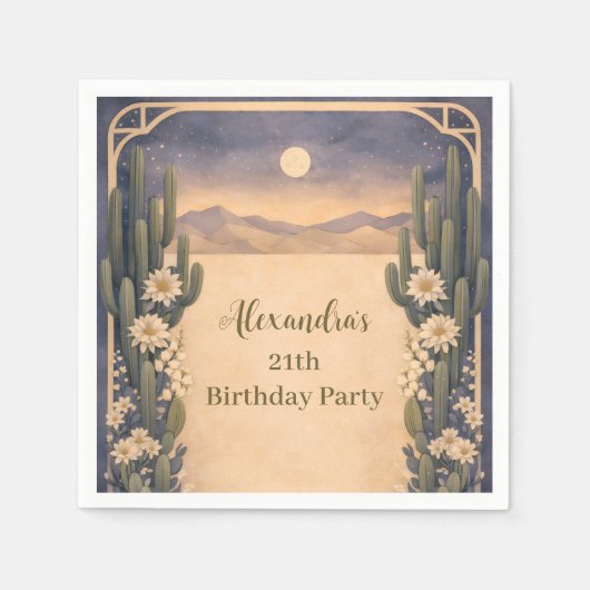 Serviette En Papier Boho Desert Cactus Birthday (Devant)