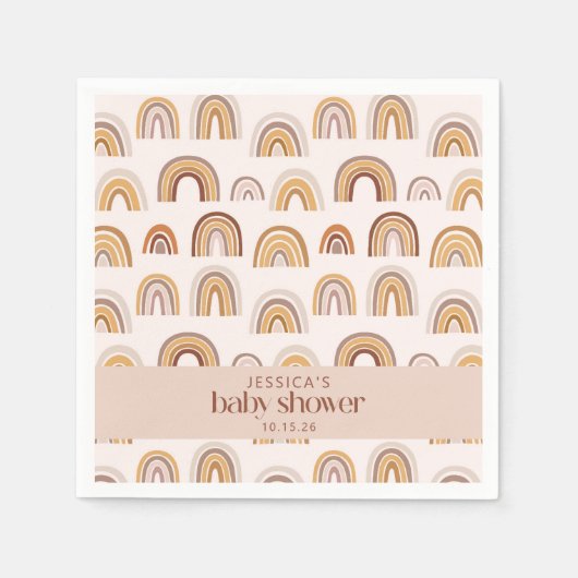 Serviette En Papier Boho Desert Rainbow Neutral Baby shower personnali (Devant)