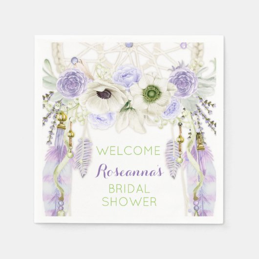Serviette En Papier Boho Dream Catcher Plume Tribal Lavender (Devant)