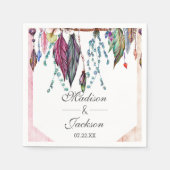 Serviette En Papier Boho Dreamcatcher & Feathers Mariage Monogramme ro (Devant)