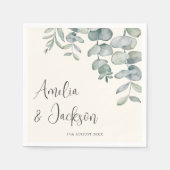 Serviette En Papier Boho Dusty Blue Eucalyptus Mariage (Devant)