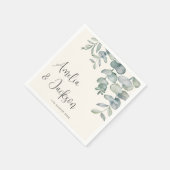 Serviette En Papier Boho Dusty Blue Eucalyptus Mariage (Coin)