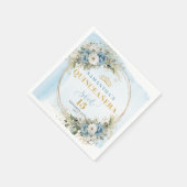 Serviette En Papier Boho Dusty Blue Floral Eucalyptus Gold Glitter  (Coin)